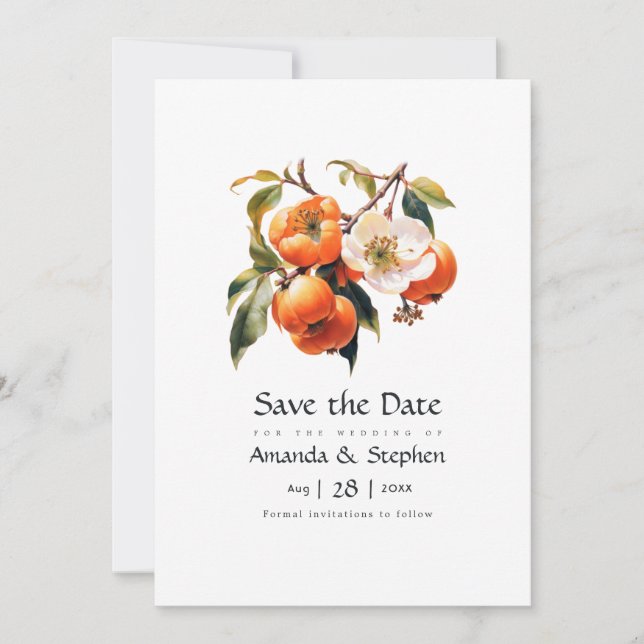 Save The Date Mariage Floral au Kaki (Devant)