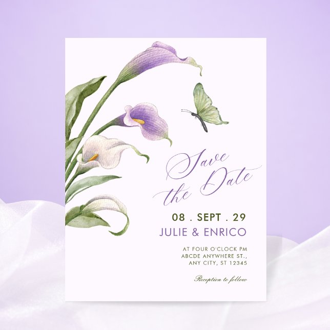 Save The Date Mariage floral au lys violet (Créateur téléchargé)