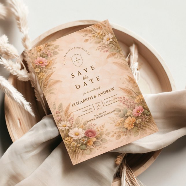 Save The Date Mariage Floral Automnal Doux (Créateur téléchargé)