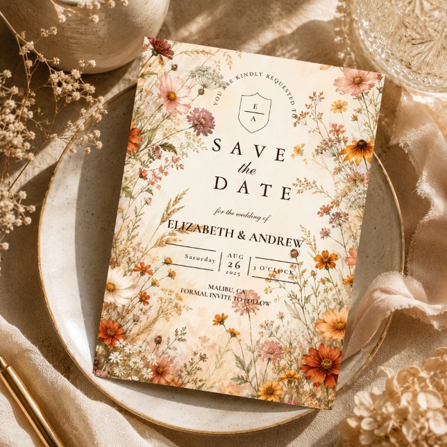 Save The Date Mariage Floral Automnal Romantique (Créateur téléchargé)