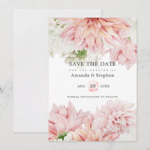 Save The Date Mariage Floral aux Dahlias Rouges