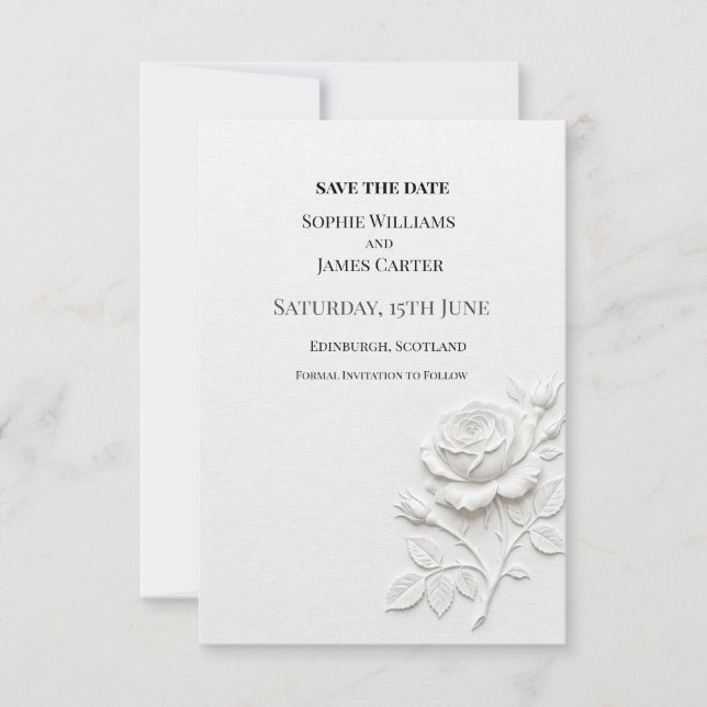 Save The Date Mariage Floral Blanc (Devant)
