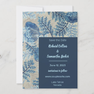 Save The Date Mariage Floral Bleu Étiqueté Enregistrer La Date