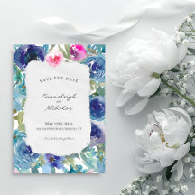 Mariage floral bleu sirène en papier déchiré