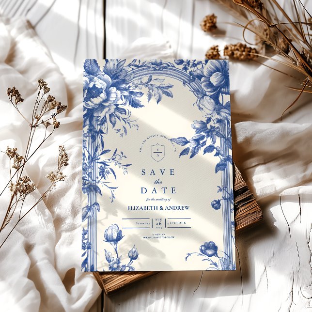 Save The Date Mariage Floral Bleu Victorien (Créateur téléchargé)