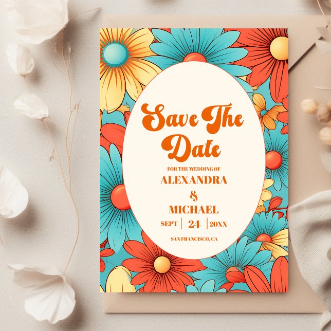 Save The Date Mariage Floral Boho Rétro (Créateur téléchargé)