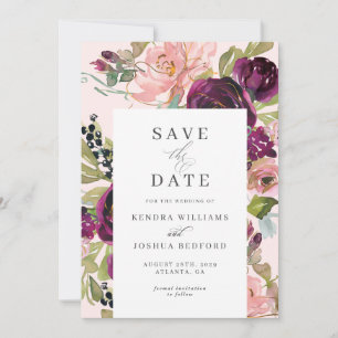 Save The Date Mariage floral bourguignon et roux Enregistrer la