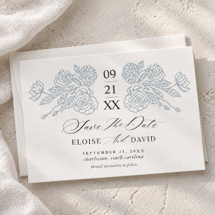 Save The Date Mariage Floral Brodé de Style Ancien