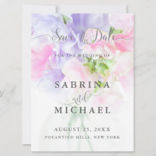 SAVE THE DATE MARIAGE FLORAL CHIC POIS DE SENTEUR
