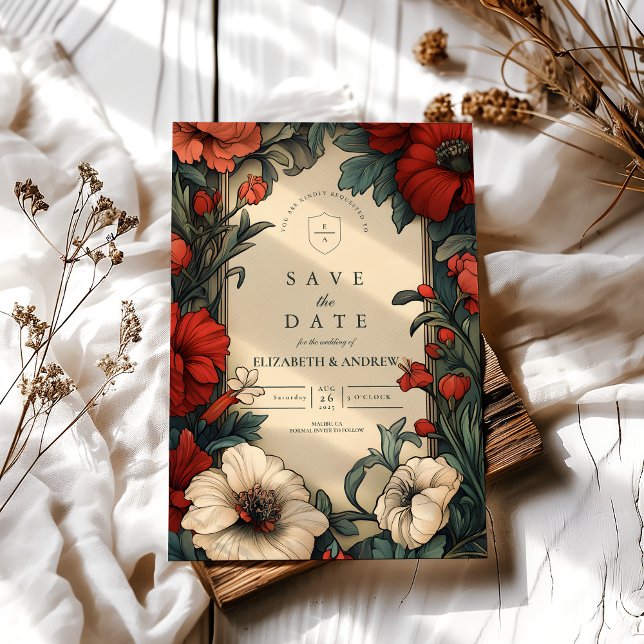 Save The Date Mariage floral classique Art nouveau (Créateur téléchargé)