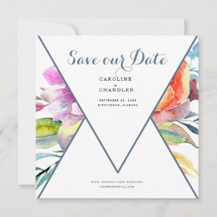 Save The Date Mariage floral coloré Enregistrer notre site Web D