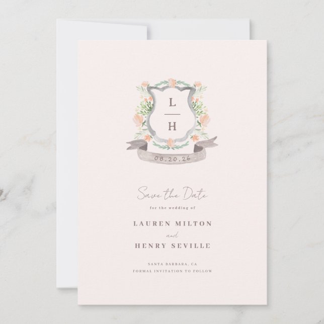 Save The Date Mariage Floral Crest (Devant)