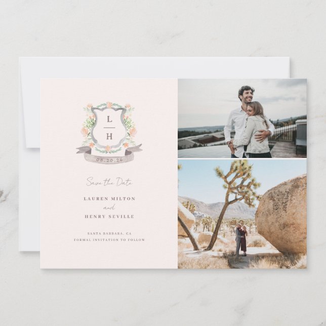 Save The Date Mariage Floral Crest (Devant)