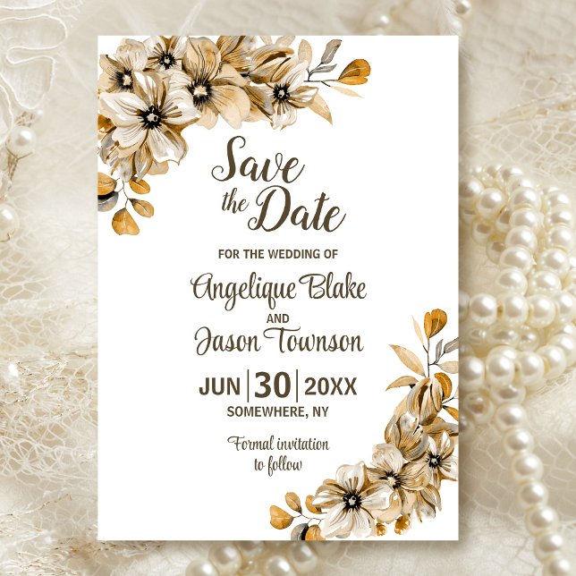 Save The Date Mariage Floral d'Automne à l'Aquarelle (Créateur téléchargé)