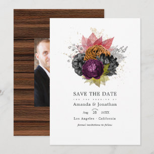 Save The Date Mariage Floral d'Automne - Photo Vintage