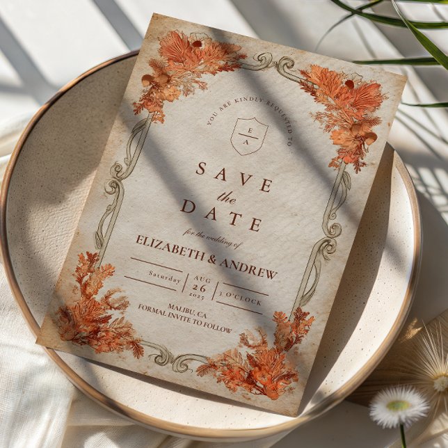 Save The Date Mariage Floral d'Automne Rustique (Créateur téléchargé)