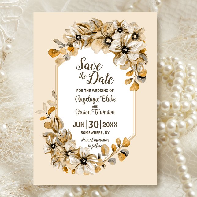 Save The Date Mariage Floral d'Automne Rustique (Créateur téléchargé)