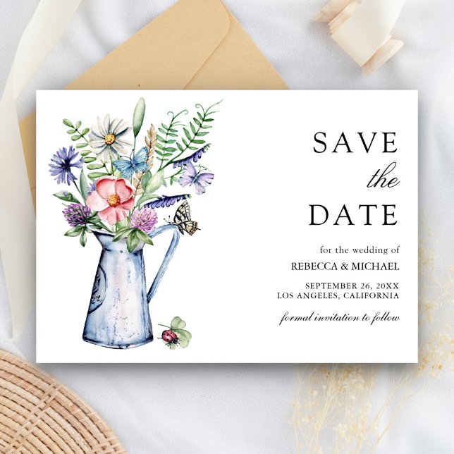 Save The Date Mariage Floral de Fleur de Champ Bohème Rustique (Créateur téléchargé)