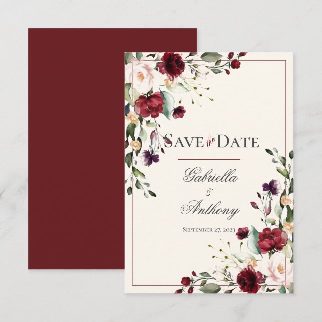 Save The Date Mariage floral de l'Eucalyptus de Bourgogne Enregi (Devant / Derrière)