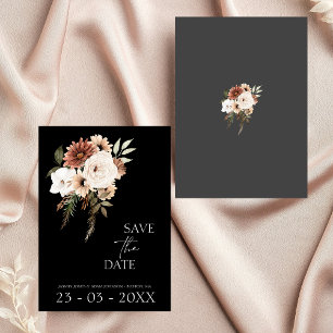 Save The Date Mariage floral de Pêche noire rustique Enregistrer