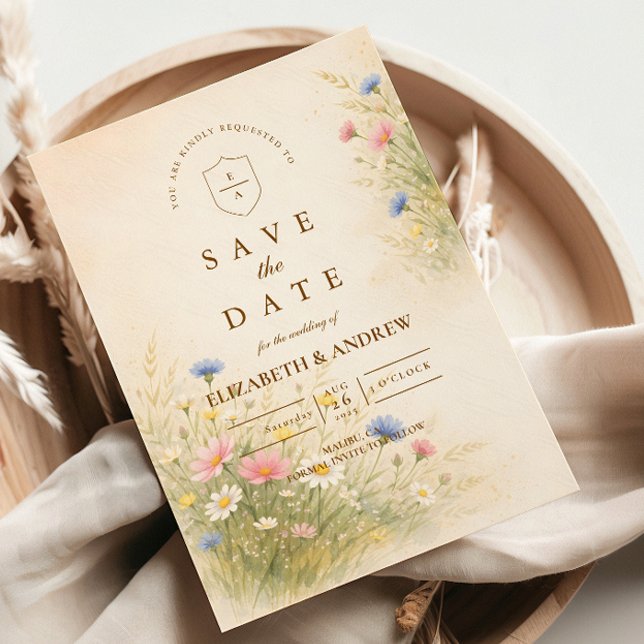 Save The Date Mariage Floral de Prairie de Printemps (Créateur téléchargé)