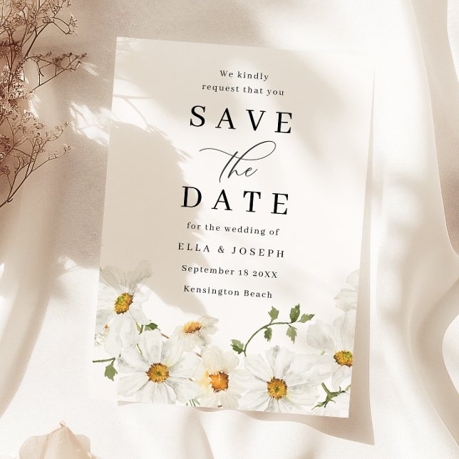 Save The Date Mariage Floral de Printemps Blanc Émerveillant (Créateur téléchargé)