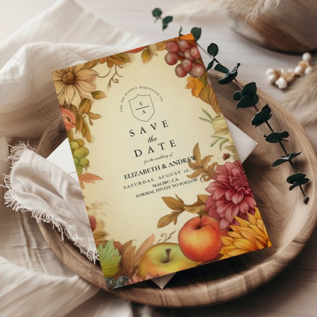 Save The Date Mariage Floral de Récolte d'Automne (Créateur téléchargé)