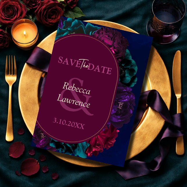 Save The Date Mariage floral de ton de bijou (Créateur téléchargé)