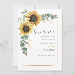Save The Date Mariage floral de tournesol Eucalyptus