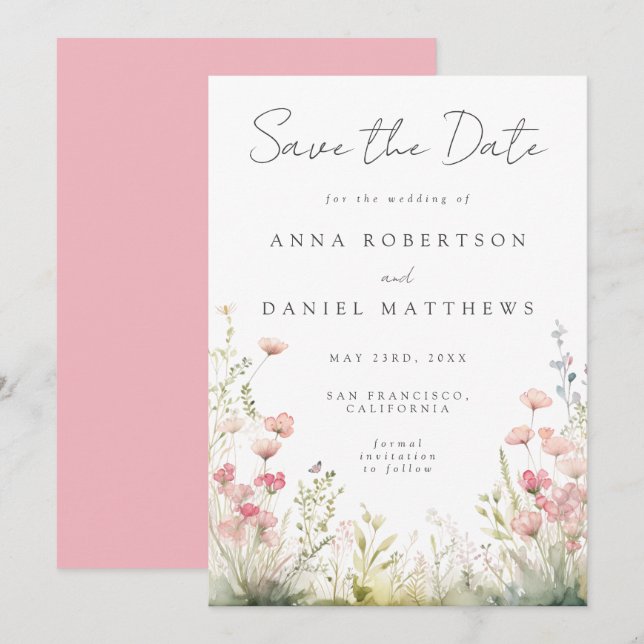 Save The Date Mariage floral délicieux (Devant / Derrière)