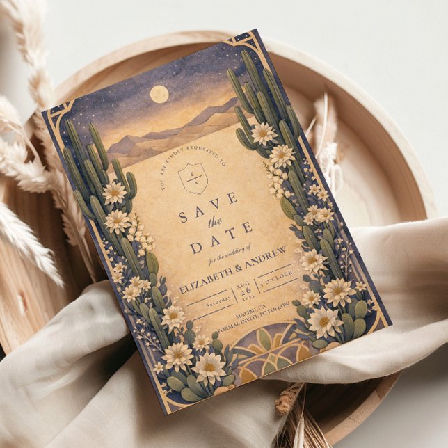 Save The Date Mariage Floral Désertique Terrien (Créateur téléchargé)