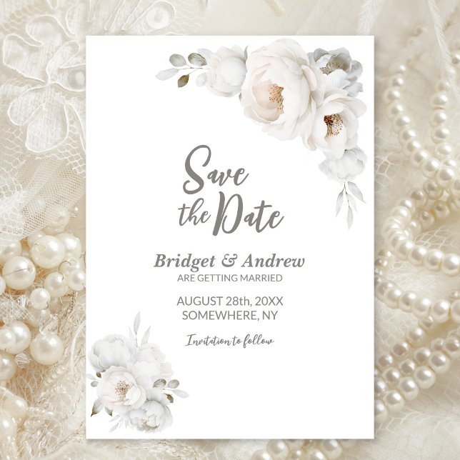 Save The Date Mariage Floral d'hiver blanc (Créateur téléchargé)