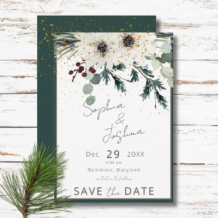 Save The Date Mariage Floral d'hiver des baies rustiques