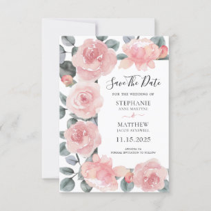 Save The Date Mariage floral Dusty Rose Eucalyptus