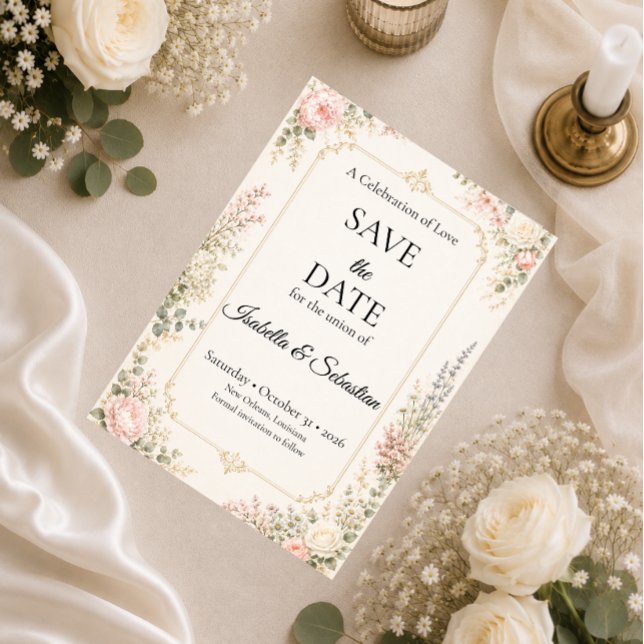 Save The Date Mariage Floral Élégant (Créateur téléchargé)