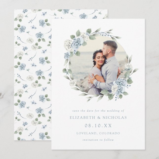 Save The Date Mariage Floral Élégant à l'Aquarelle (Devant / Derrière)