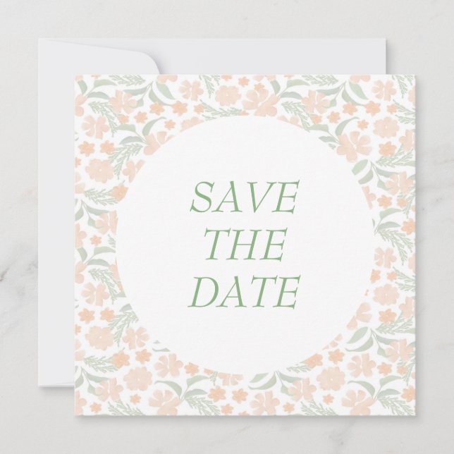 Save The Date Mariage Floral Élégant Aquarelle Orange  (Devant)