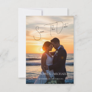 Save The Date Mariage Floral Élégant et Neutre avec Magnolia