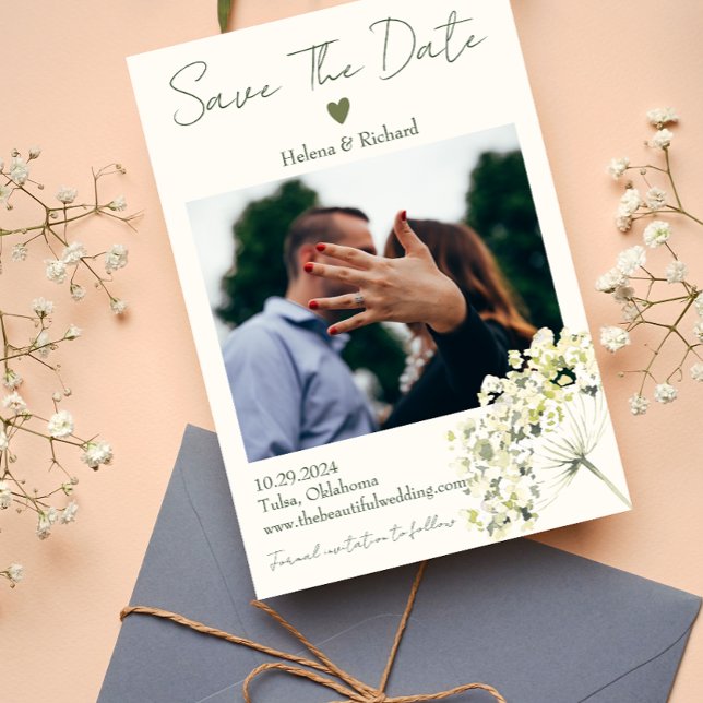Save The Date Mariage Floral Élégant et Verdure (Créateur téléchargé)