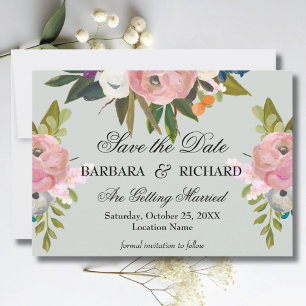 Save The Date Mariage Floral Élégant Romantique Peint à la Main