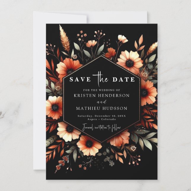 Save The Date Mariage Floral en terre cuite moderne (Devant)