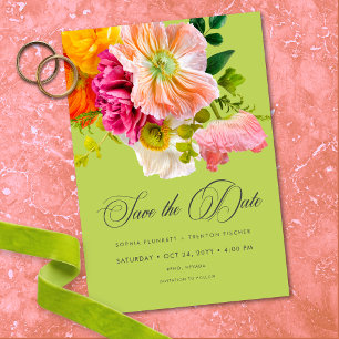 Save The Date Mariage Floral Estival Vibrant Lime Orange Rose