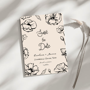 Save The Date Mariage Floral Fantaisiste Dessiné à la Main de St
