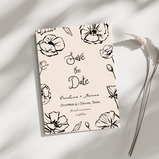 Save The Date Mariage Floral Fantaisiste Dessiné à la Main de St (Créateur téléchargé)