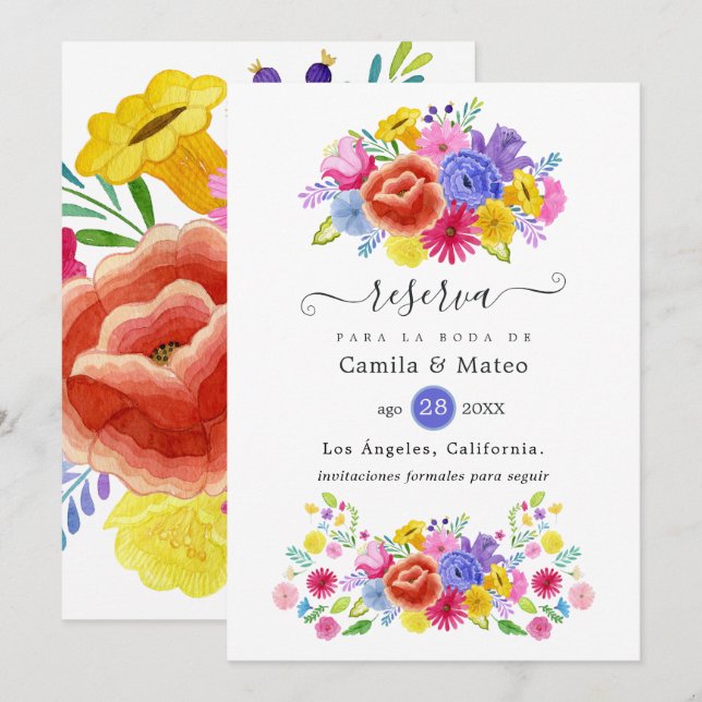 Save The Date Mariage Floral Fiesta Espagnol (Devant / Derrière)