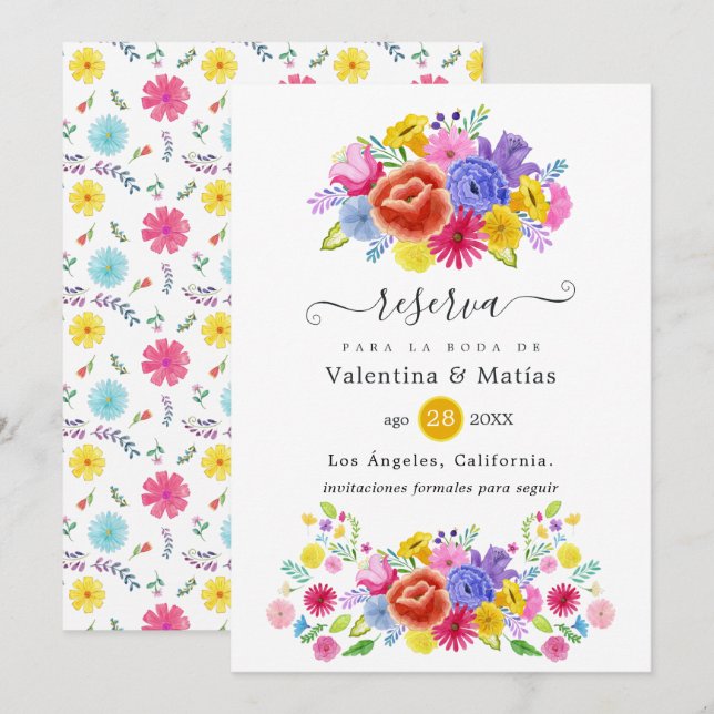 Save The Date Mariage Floral Fiesta Espagnol (Devant / Derrière)