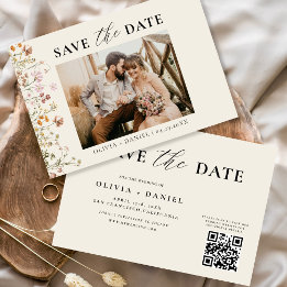Save The Date Mariage Floral Fleur sauvage de code QR