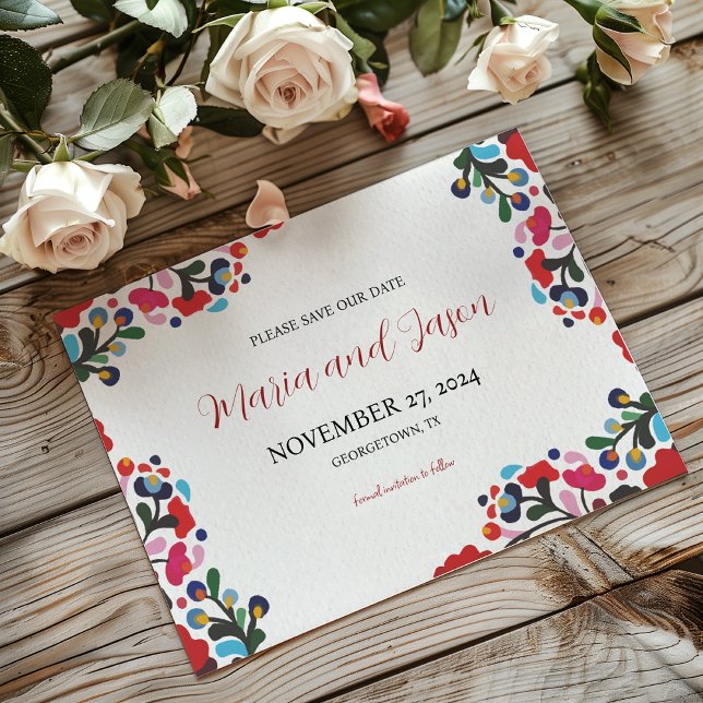 Save The Date Mariage Floral Floral Colorful (Mexican Floral Colorful Botanical Flowers Wedding Save The Date)