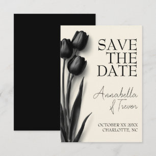 Save The Date Mariage Floral Gothique aux Tulipes Noires