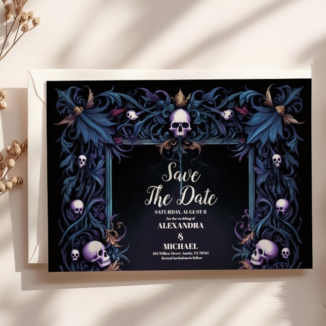 Save The Date Mariage Floral Gothique Halloween (Créateur téléchargé)
